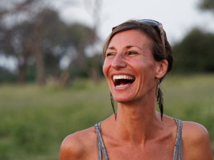 Nicole Apelian laughing in Africa